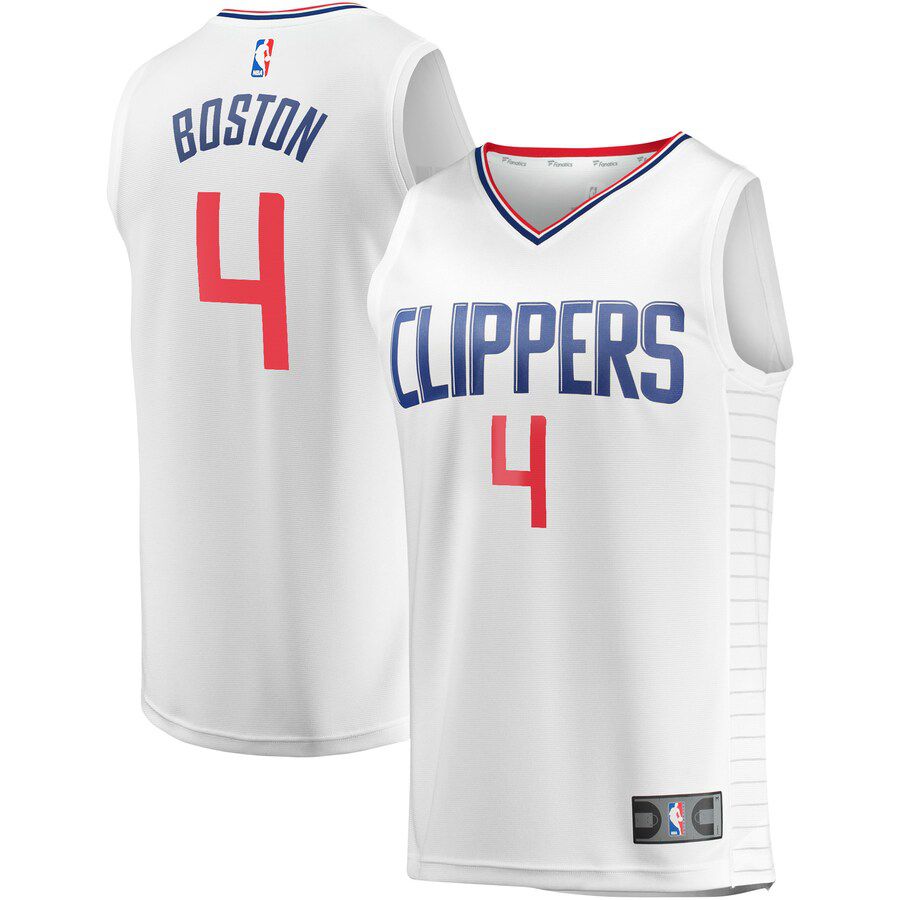 Men Los Angeles Clippers #4 Brandon Boston Fanatics Branded White Fast Break Player NBA Jersey